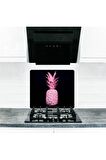 Saban Siyah Ananas Cam Ocak Arkası Koruyucu Ve Kesme Tablası 50x56 cm
